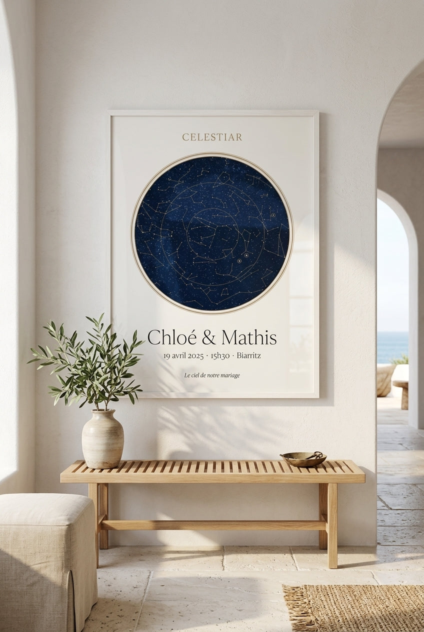 Créez votre ciel en cadre blanc, exemple de personnalisation — mise en situation (visuel d’illustration)
