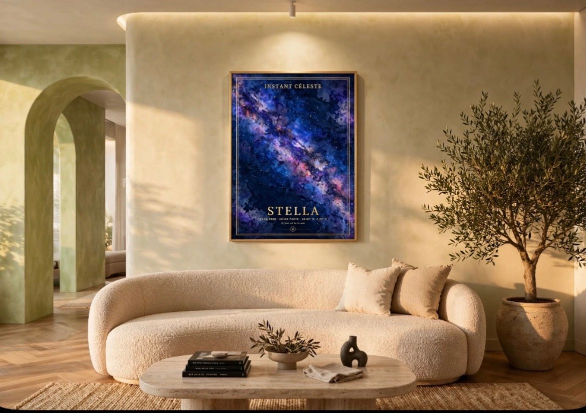 Affiche Instant Céleste Voie Lactée accrochée dans un salon